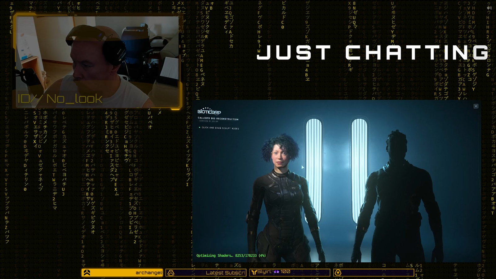 No_Look on camera during Just Chatting with the Star Citizen loading screen