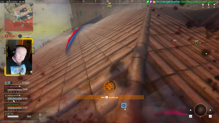 No_Look Twitch stream screenshot from a CoD Warzone Victory, kill and damage stats overlaid, webcam in the corner